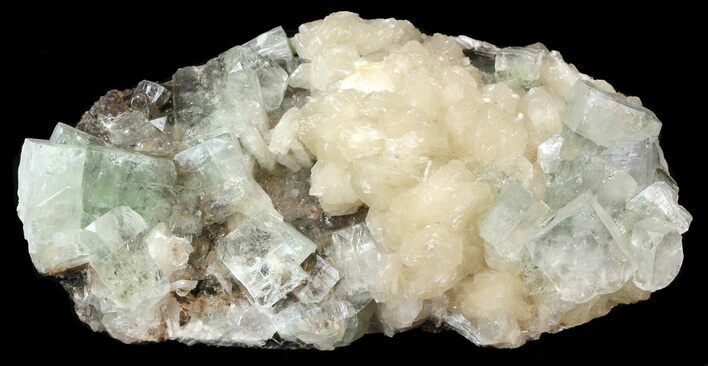 Lustrous Green Apophyllite Crystals with Stilbite - India #44360
